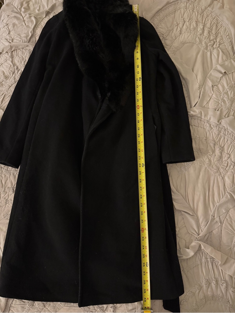 Lauren Ralph Lauren Black Wool Faux Fur Coat - Picture 6 of 6